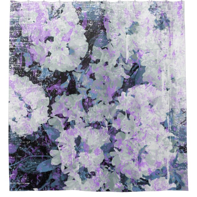 *~* Rustikale Grunge Rhododendron Blume Weiße Blüt Duschvorhang (Vorderseite)