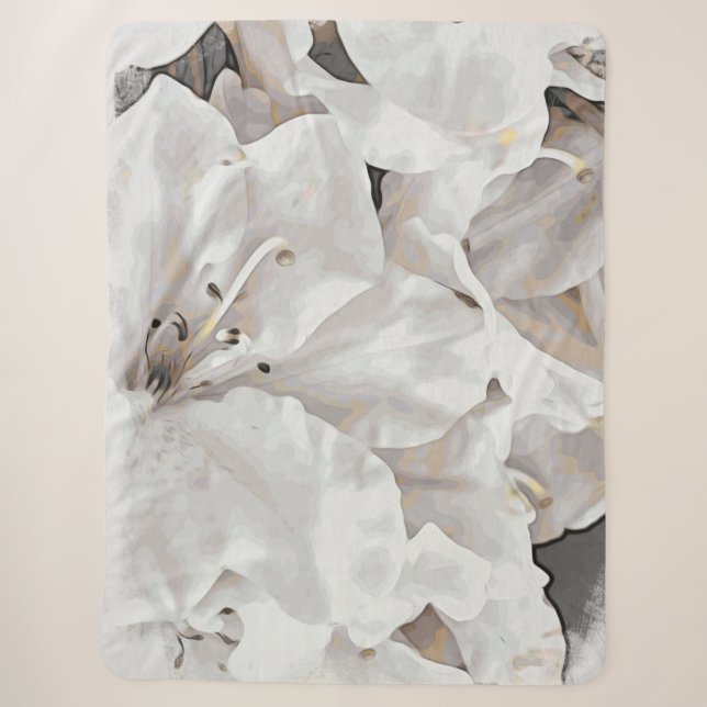 *~* Rustikale Grunge Weiße Azalea Blume Neutral Sherpadecke (Vorderseite)