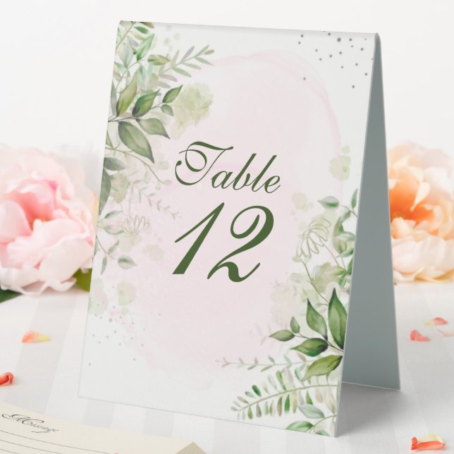 Rustikale Grünpflanzen Blush Pink Hochzeit Tischnu Tischaufsteller (In Situ (Hochzeit))