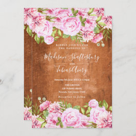 Rustikale Grünpflanzen Blush Pink Peony Wedding Einladung