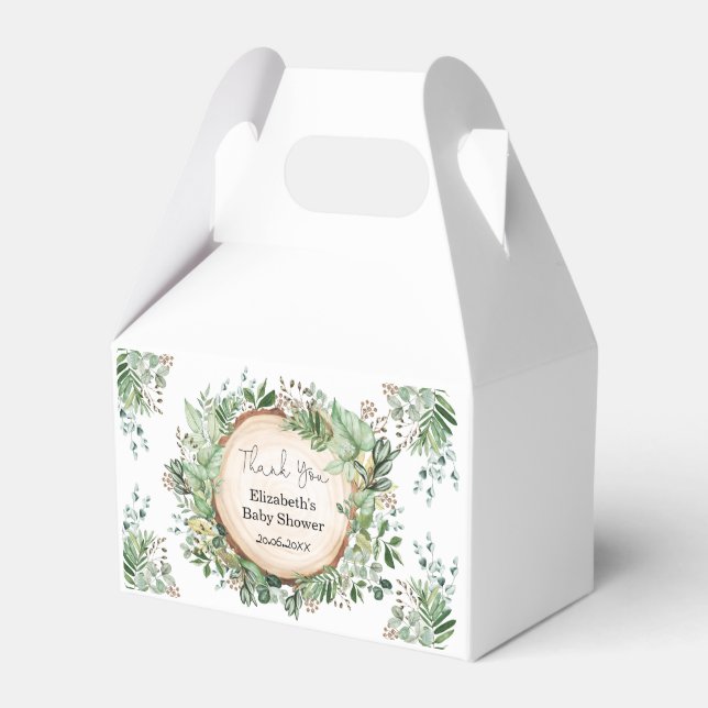 Rustikale Grünpflanzen Botanische Babydusche 1. Ge Geschenkschachtel (Vorderseite)