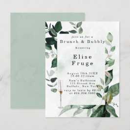 Rustikale Grünpflanzen Eukalyptus Brunch & Bubbly Einladung