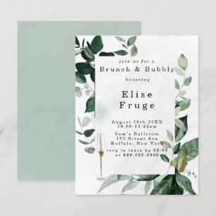 Rustikale Grünpflanzen Eukalyptus Brunch & Bubbly Einladung