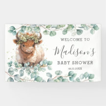 Rustikale Grünpflanzen Hochland Kuh Baby Dusche Wi