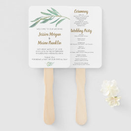 Rustikale Grünpflanzen Hochzeitsprogramm Fächer