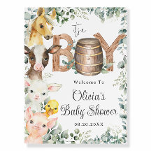 Rustikale Grünpflanzen Tiere Baby Dusche Willkomme