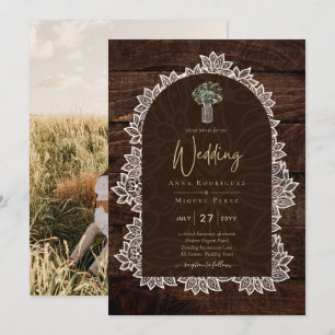 Rustikale Gypsophila-Spitze PHOTO HOCHZEITSEINLADU Einladung