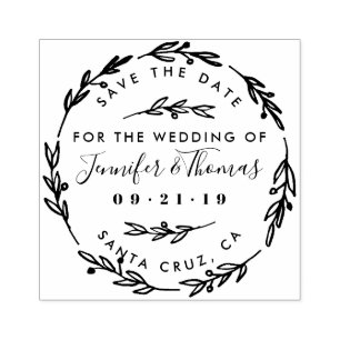 Rustikale Hand gezeichneter Wreath Save the Date Gummistempel
