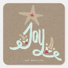 Rustikale Hand Letter Joy Kraft Holiday Sticker