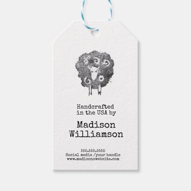 Rustikale Handarbeit in den USA | Sheep Print Geschenkanhänger (Vorderseite)