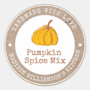 Rustikale Handarbeit mit Liebe Pumpkin-Gewürz-Et Runder Aufkleber
