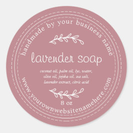 Rustikale, handgefertigte Lavendelseife Dusty Rose Runder Aufkleber