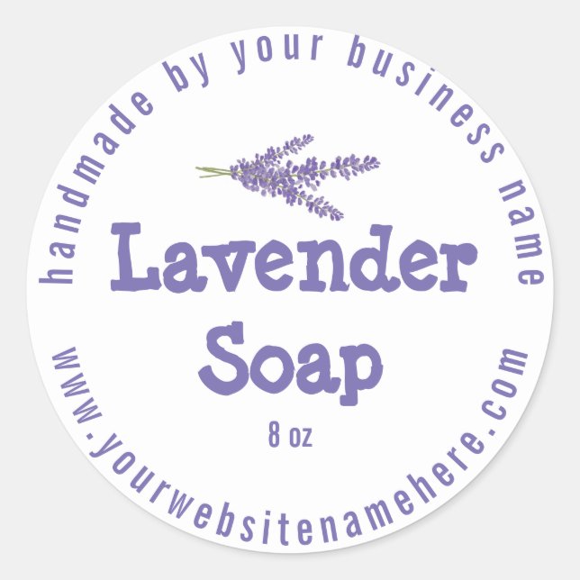 Rustikale, handgefertigte Lavendelseife Lila White Runder Aufkleber (Vorderseite)