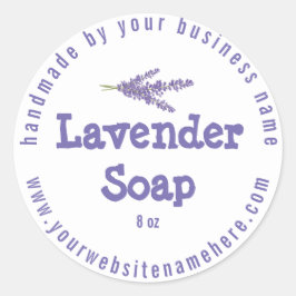 Rustikale, handgefertigte Lavendelseife Lila White Runder Aufkleber