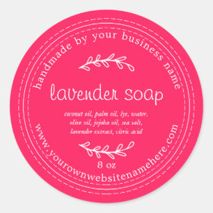 Rustikale, handgemachte Lavendelseife Diva Pink Runder Aufkleber