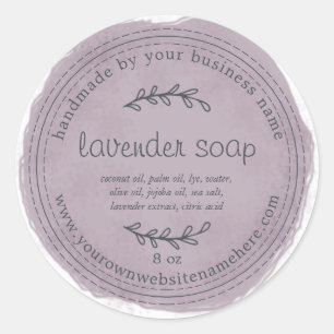 Rustikale, handgemachte Lavendelseife Lila Runder Aufkleber