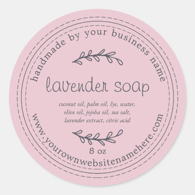 Rustikale, handgemachte Lavendelseife Parfait Pink Runder Aufkleber (Vorderseite)