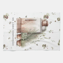 Rustikale handgemalte Kitchen Monogram Tea Geschirrtuch