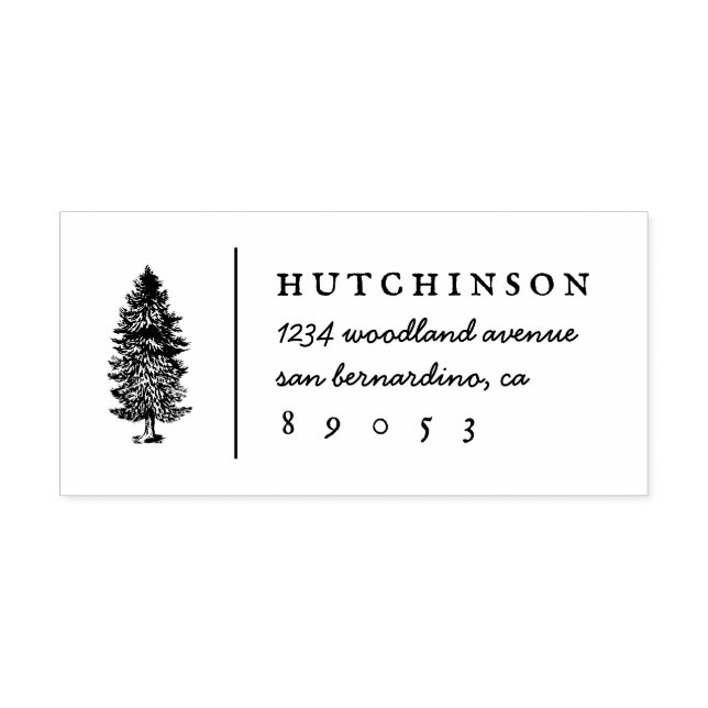 Rustikale, handgezeichnet Kieferbaumfamilie Rückse Gummistempel (Prägung)