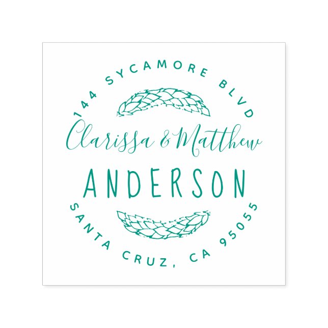 Rustikale, handgezogene Verheiratete Rücksendeadre Permastempel (Design)