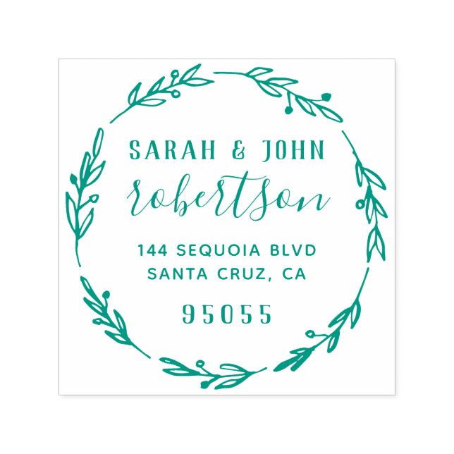 Rustikale, handgezogene Verheiratete Rücksendeadre Permastempel (Design)