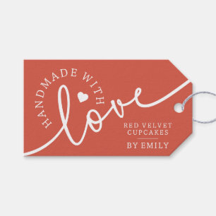 Rustikale Handmade mit Liebe Script Herz Backwaren Geschenkanhänger