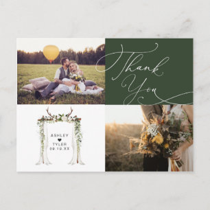 Rustikale Handschrift Foto Hochzeit Danke Postkarte