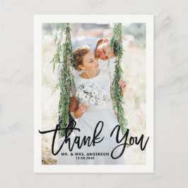 Rustikale Handschrift Foto Hochzeit Danke Postkarte