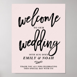 Rustikale Handschrift Pink Willkommen bei unserer Poster