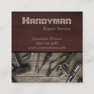 Rustikale Handwerker-Werkzeug Wartung Reparatur Se Quadratische Visitenkarte