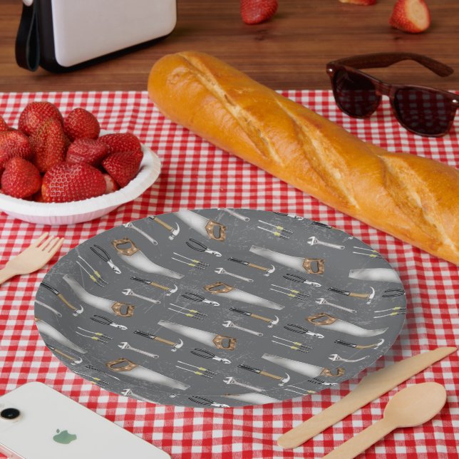 Rustikale Handwerkerwerkzeuge  Pappteller (Picknick)