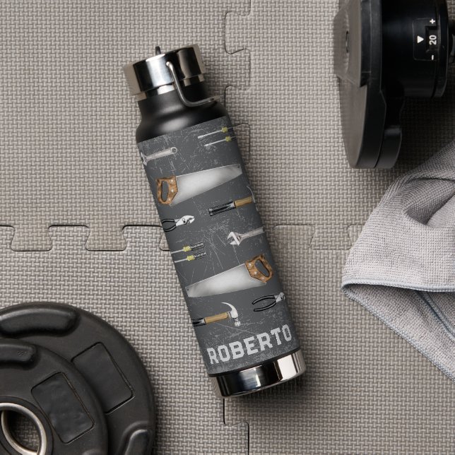 Rustikale Handwerkerwerkzeuge  Trinkflasche (Fitnesstudio (gedreht))