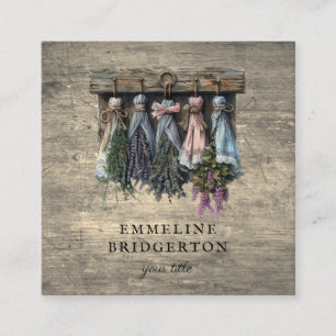 Rustikale Hängetrocknete Blume Quadratische Visitenkarte