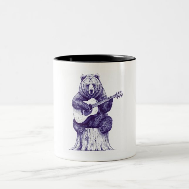 Rustikale Harmonie Bärenkunst Zweifarbige Tasse (Mittel)