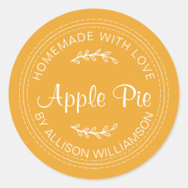 Rustikale hausgemachte Backwaren Apfelkuchen gelb Runder Aufkleber