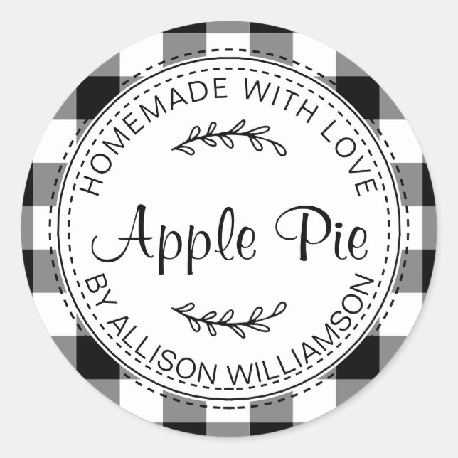 Rustikale, hausgemachte Backwaren Apple Pie Black  Runder Aufkleber (Vorderseite)
