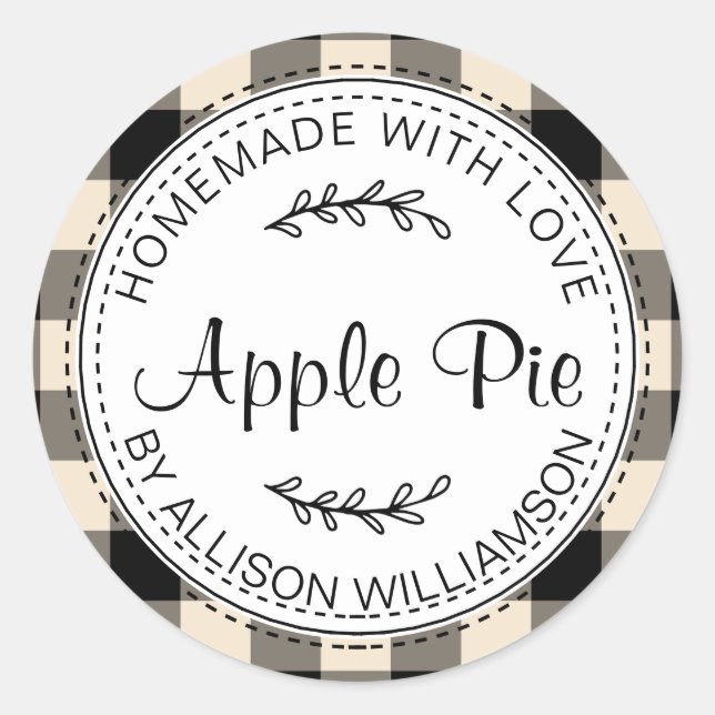 Rustikale, hausgemachte Backwaren Apple Pie Black  Runder Aufkleber (Vorderseite)
