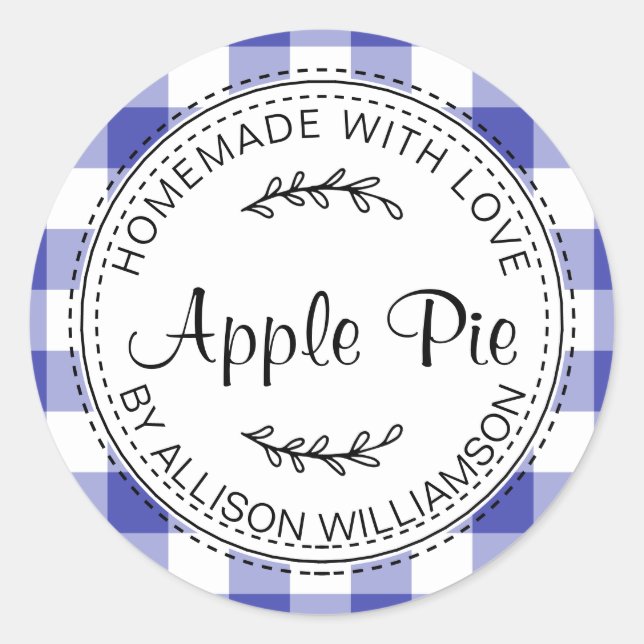 Rustikale, hausgemachte Backwaren Apple Pie Blue K Runder Aufkleber (Vorderseite)