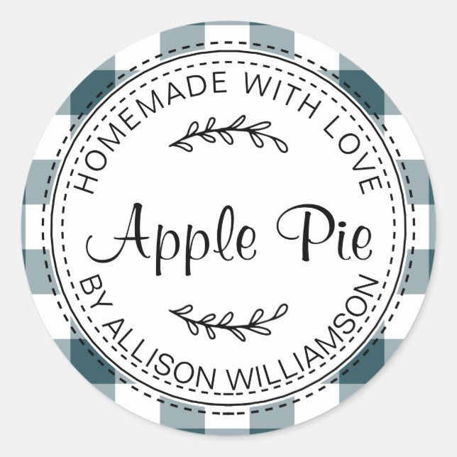 Rustikale, hausgemachte Backwaren Apple Pie Blue K Runder Aufkleber (Vorderseite)