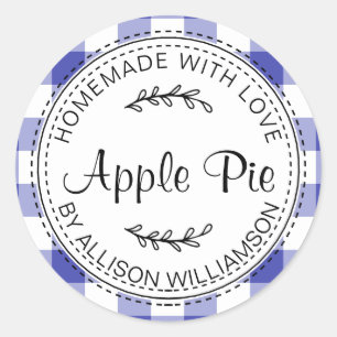 Rustikale, hausgemachte Backwaren Apple Pie Blue K Runder Aufkleber