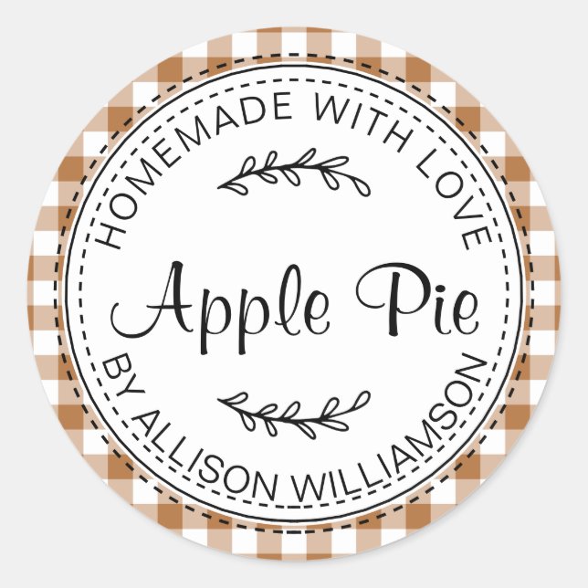 Rustikale, hausgemachte Backwaren Apple Pie Bronze Runder Aufkleber (Vorderseite)