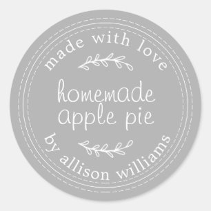 Rustikale, hausgemachte Backwaren Apple Pie Gray Runder Aufkleber