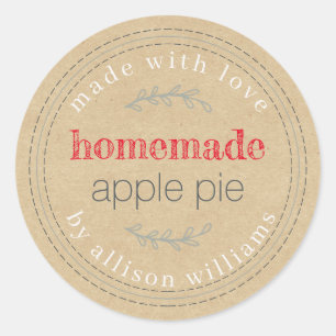 Rustikale, hausgemachte Backwaren Apple Pie Kraft  Runder Aufkleber