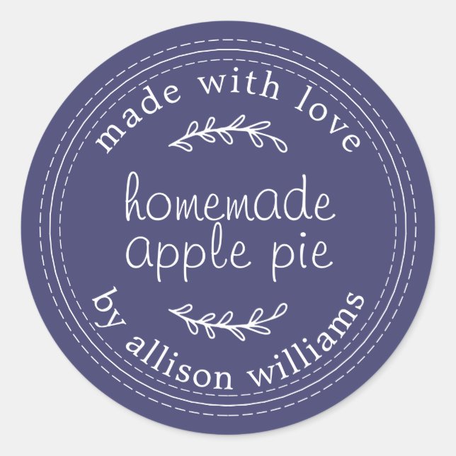 Rustikale, hausgemachte Backwaren Apple Pie Navy B Runder Aufkleber (Vorderseite)