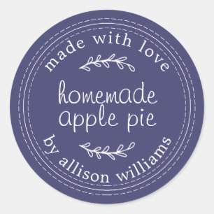Rustikale, hausgemachte Backwaren Apple Pie Navy B Runder Aufkleber