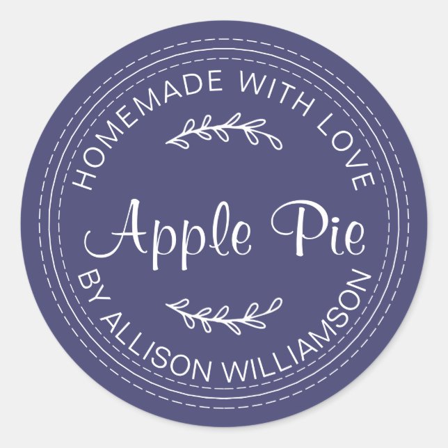 Rustikale, hausgemachte Backwaren Apple Pie Navy B Runder Aufkleber (Vorderseite)