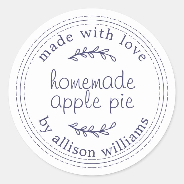 Rustikale, hausgemachte Backwaren Apple Pie Navy B Runder Aufkleber (Vorderseite)
