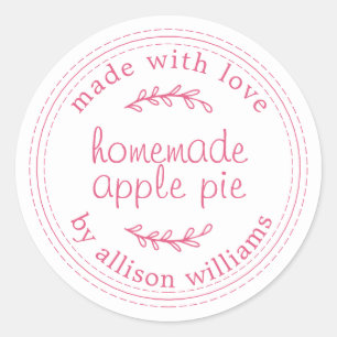 Rustikale, hausgemachte Backwaren Apple Pie Pink W Runder Aufkleber