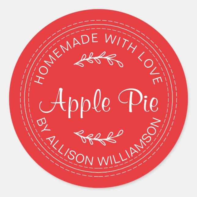 Rustikale, hausgemachte Backwaren Apple Pie Red Runder Aufkleber (Vorderseite)