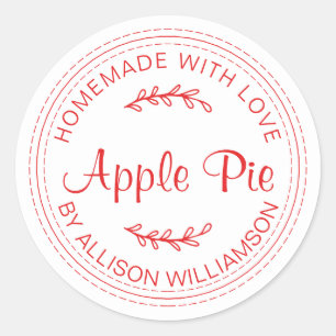 Rustikale, hausgemachte Backwaren Apple Pie Red Wh Runder Aufkleber